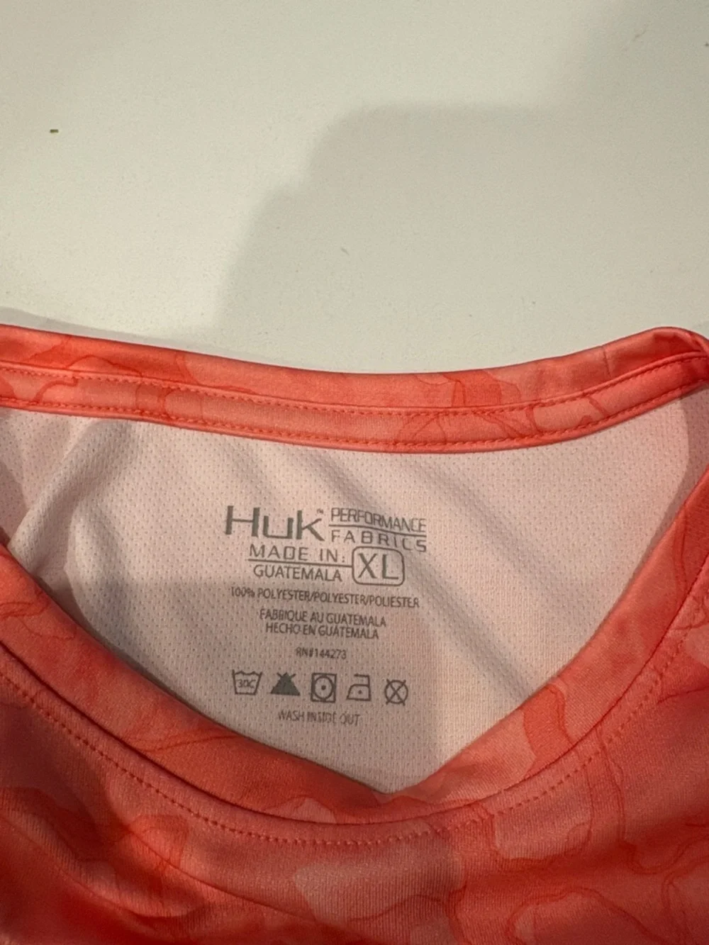Huk Coral Camo Performance Fishing Shirt with Orange Panels - Picture 3 of 4